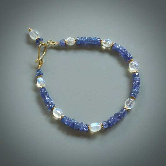 Rainbow moonstone and tanzanite bracelet