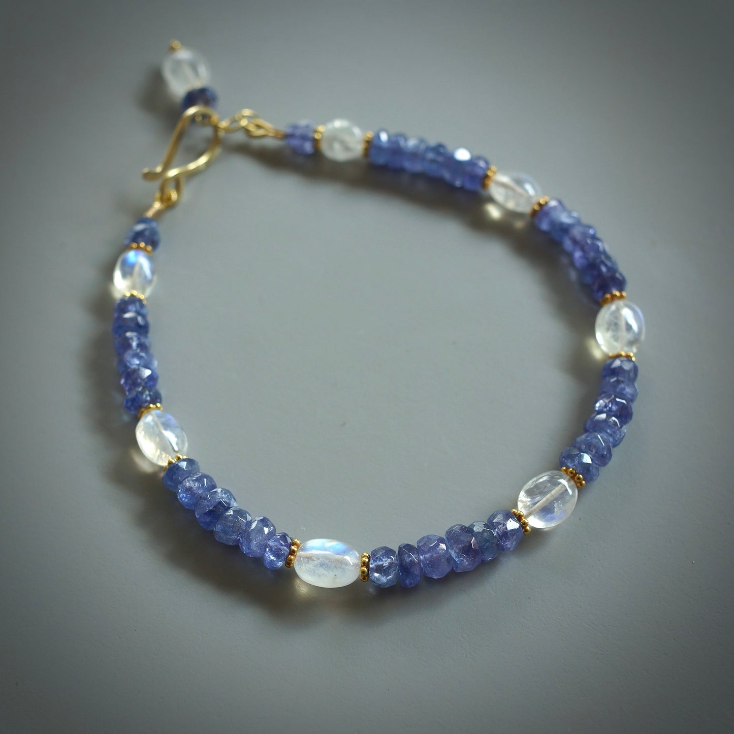 Rainbow moonstone and tanzanite bracelet