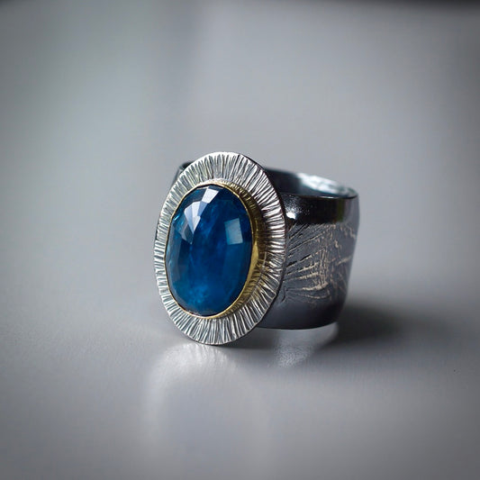 Dark and moody apatite ring