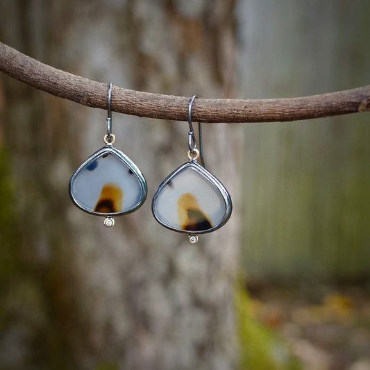 Montana agate and diamond earrings