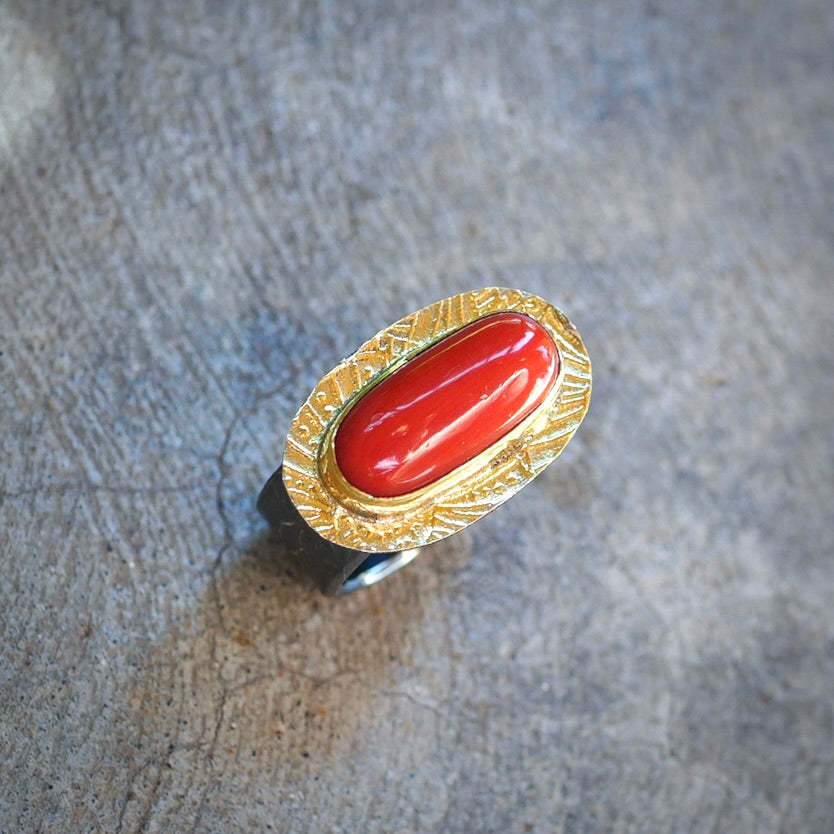 Mediterranean red coral ring