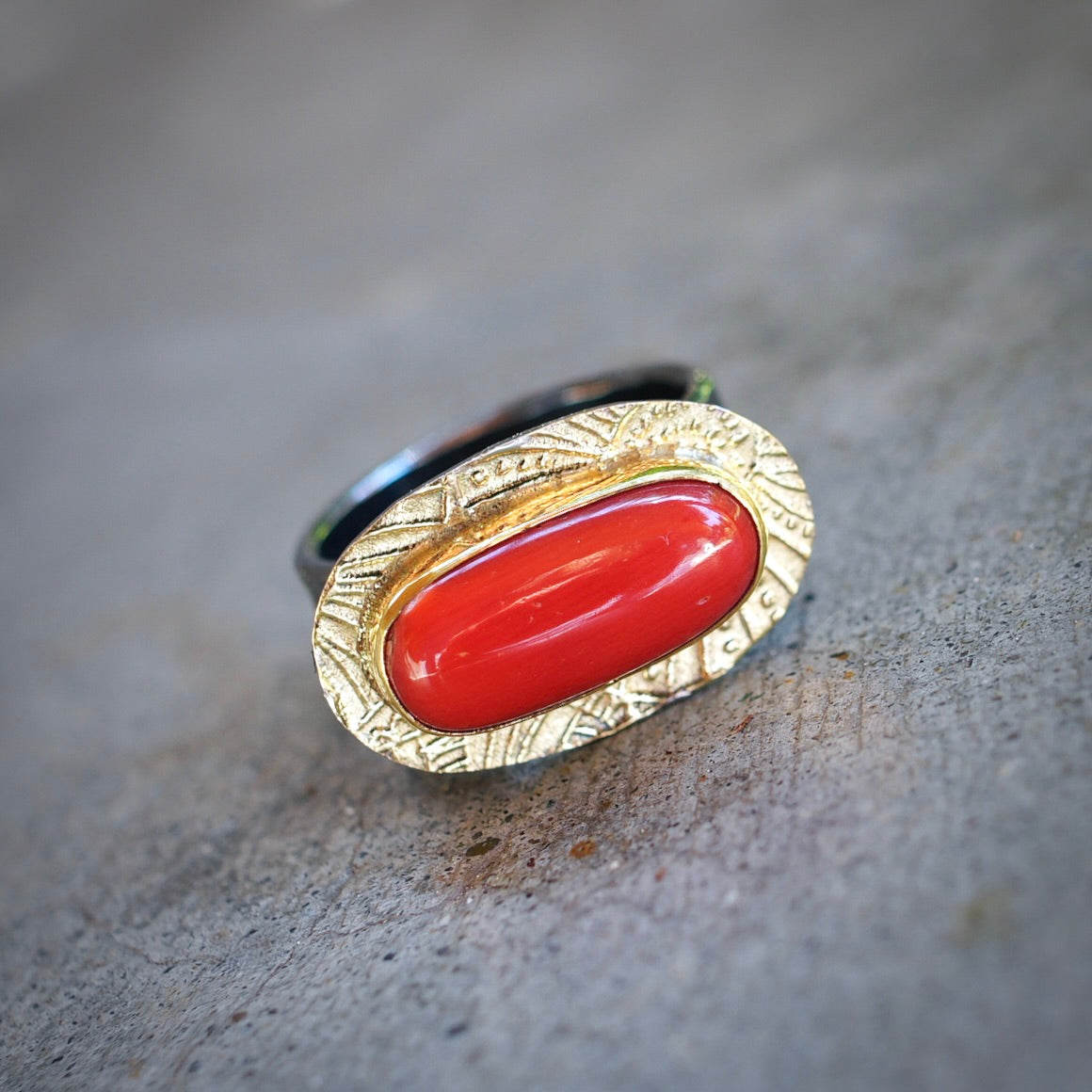 Mediterranean red coral ring