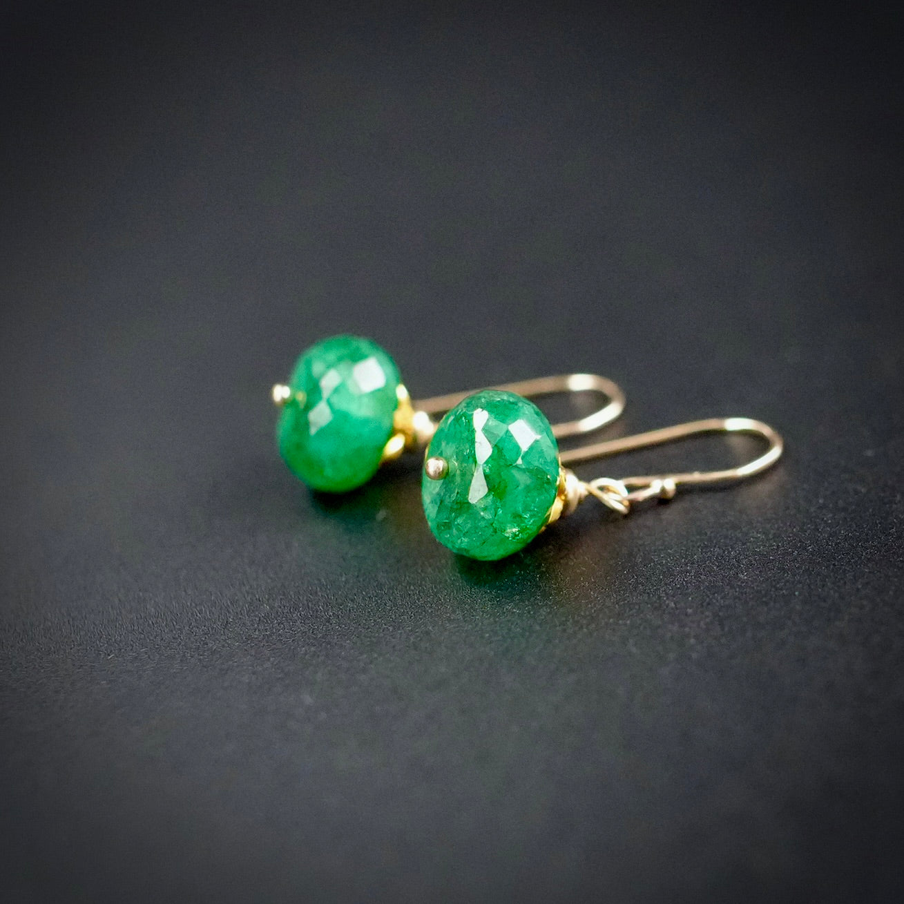 Solid gold emerald earrings