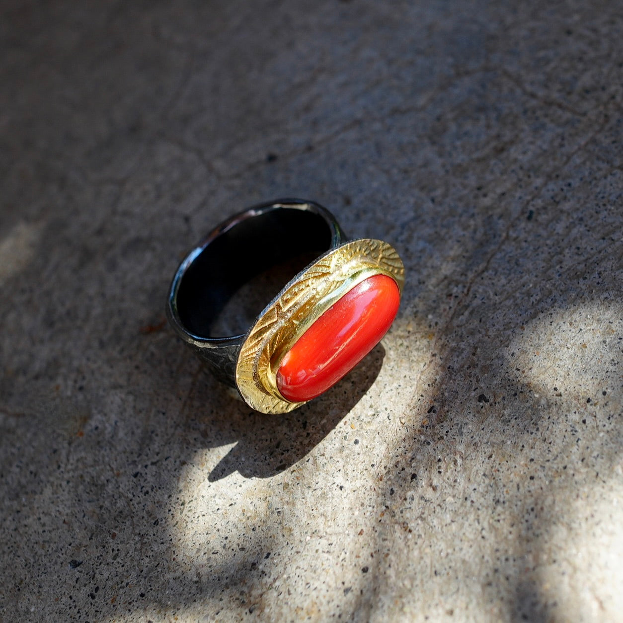 Mediterranean red coral ring