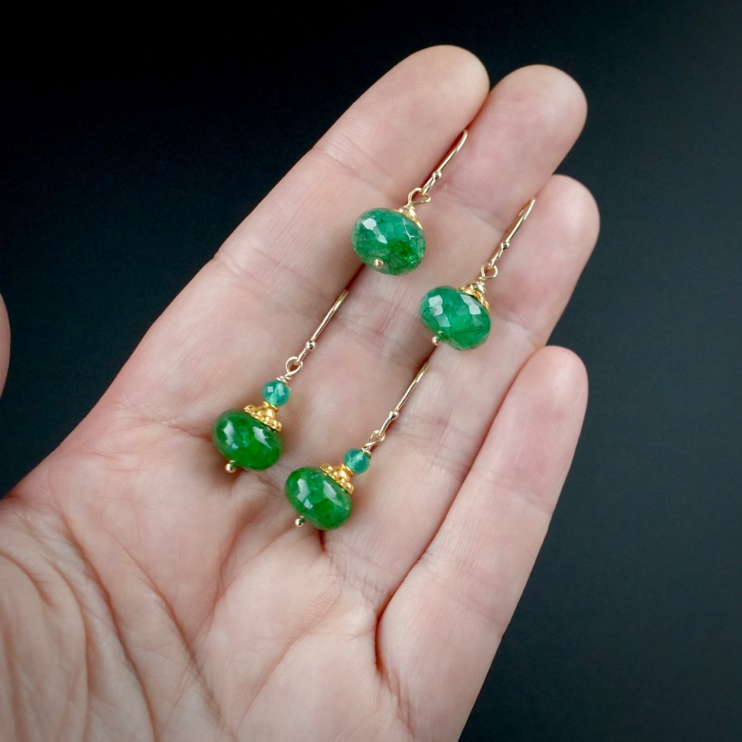 Solid gold emerald earrings