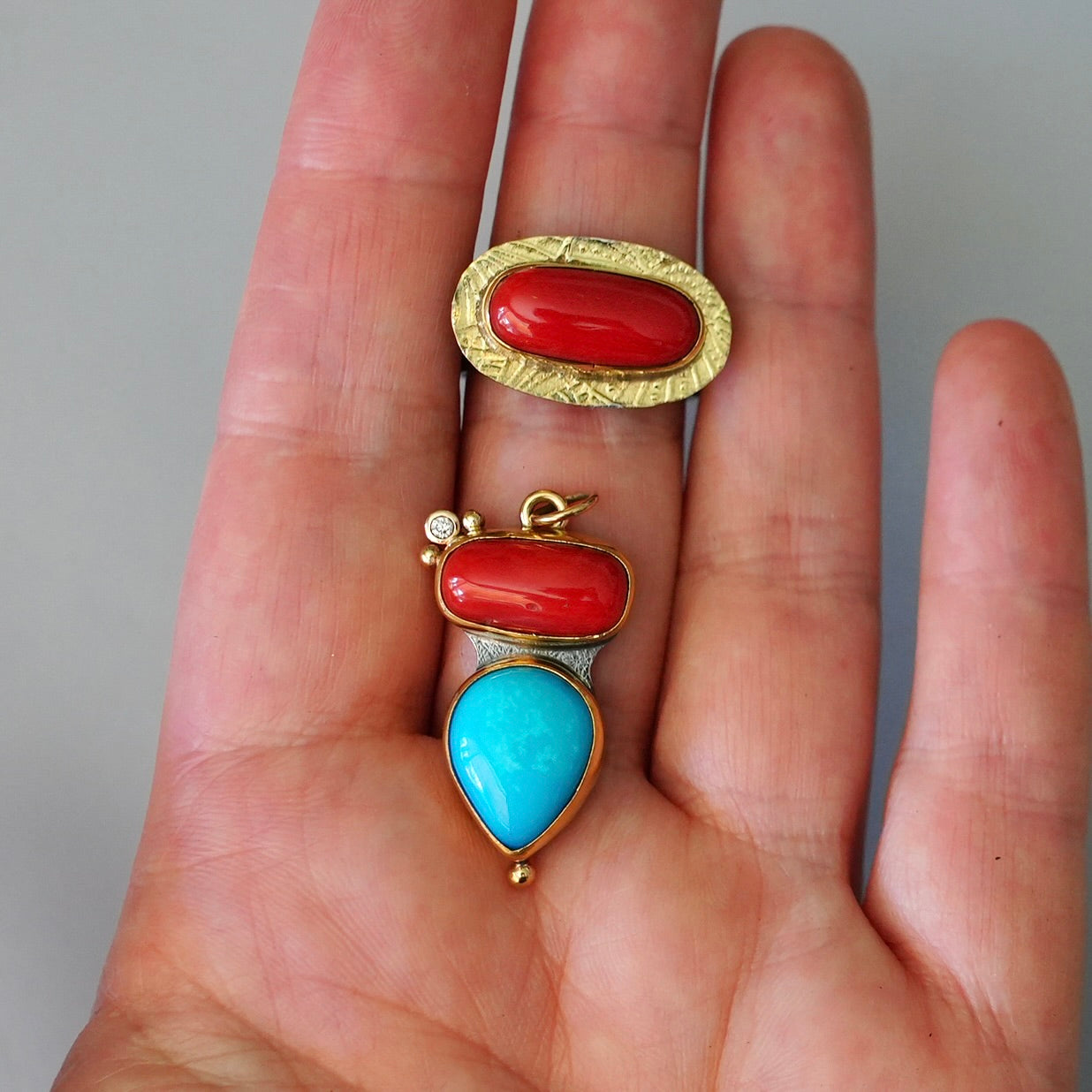 Mediterranean red coral ring
