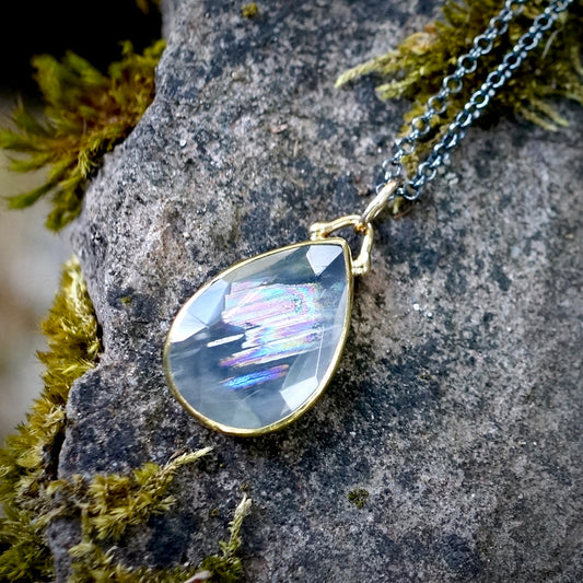 Rainbow Mlawi moonstone pendant