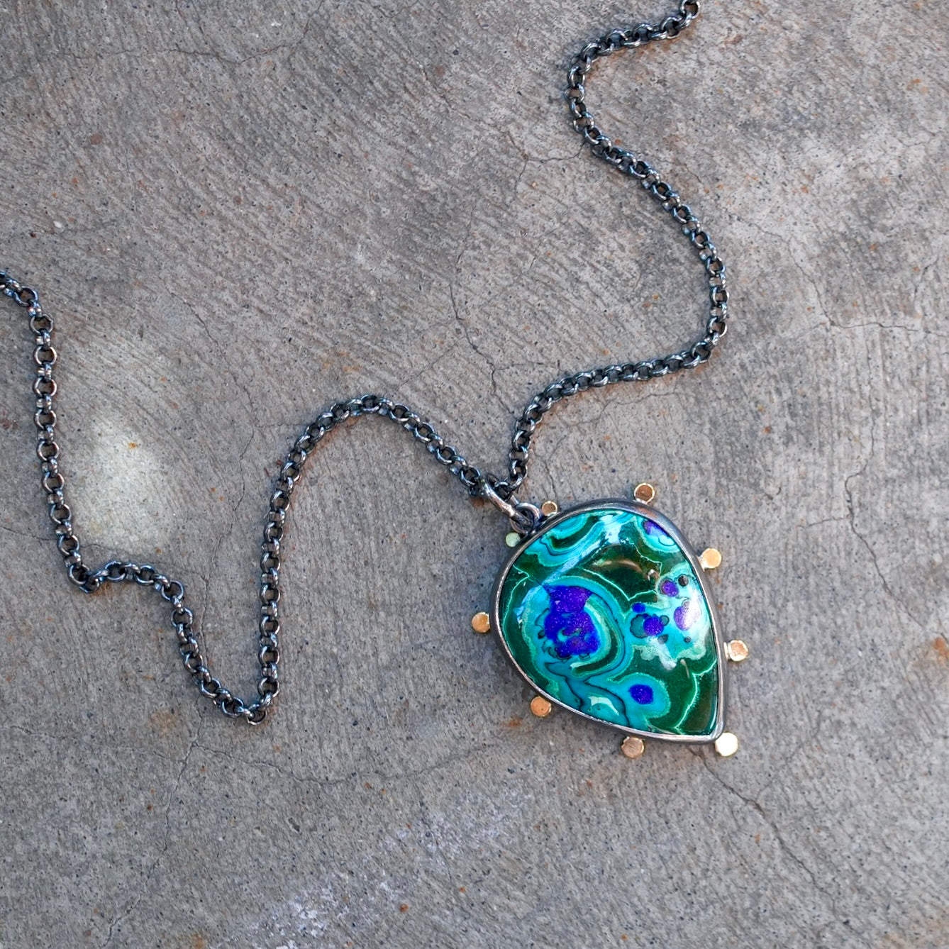 Malachite-azurite pendant