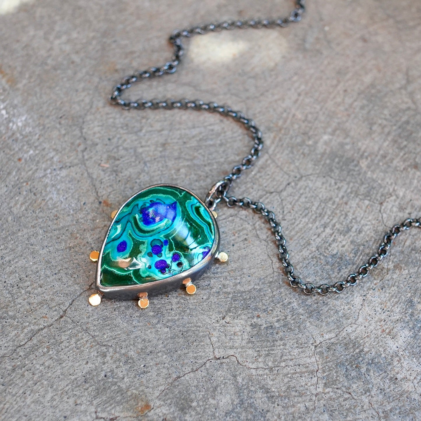 Malachite-azurite pendant