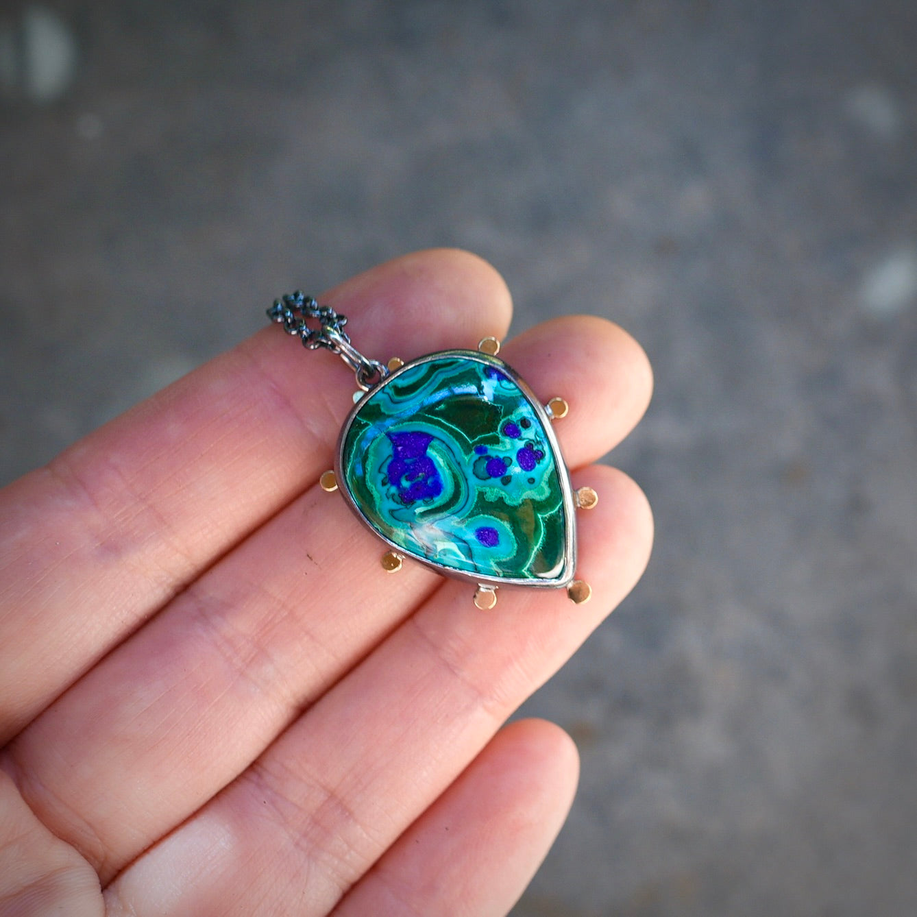 Malachite-azurite pendant