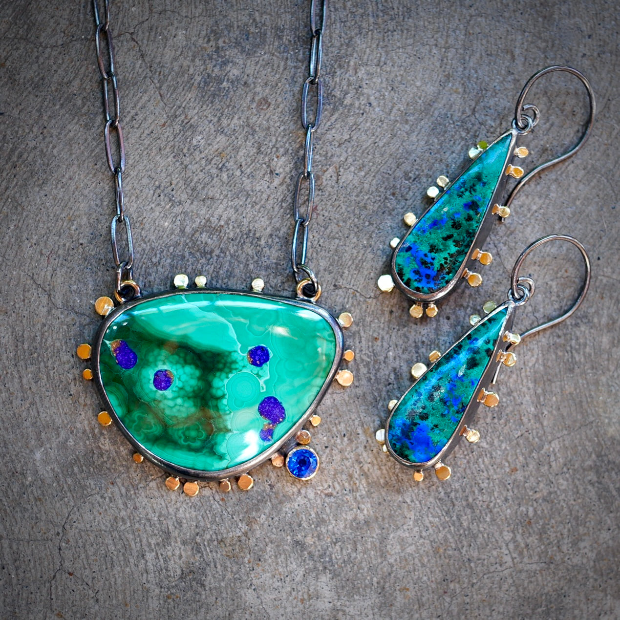 Azurite malachite earrings