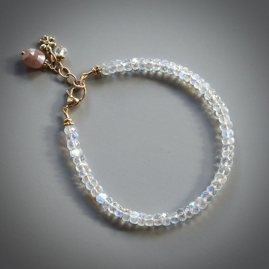 Rainbow moonstone bracelet with diamonds