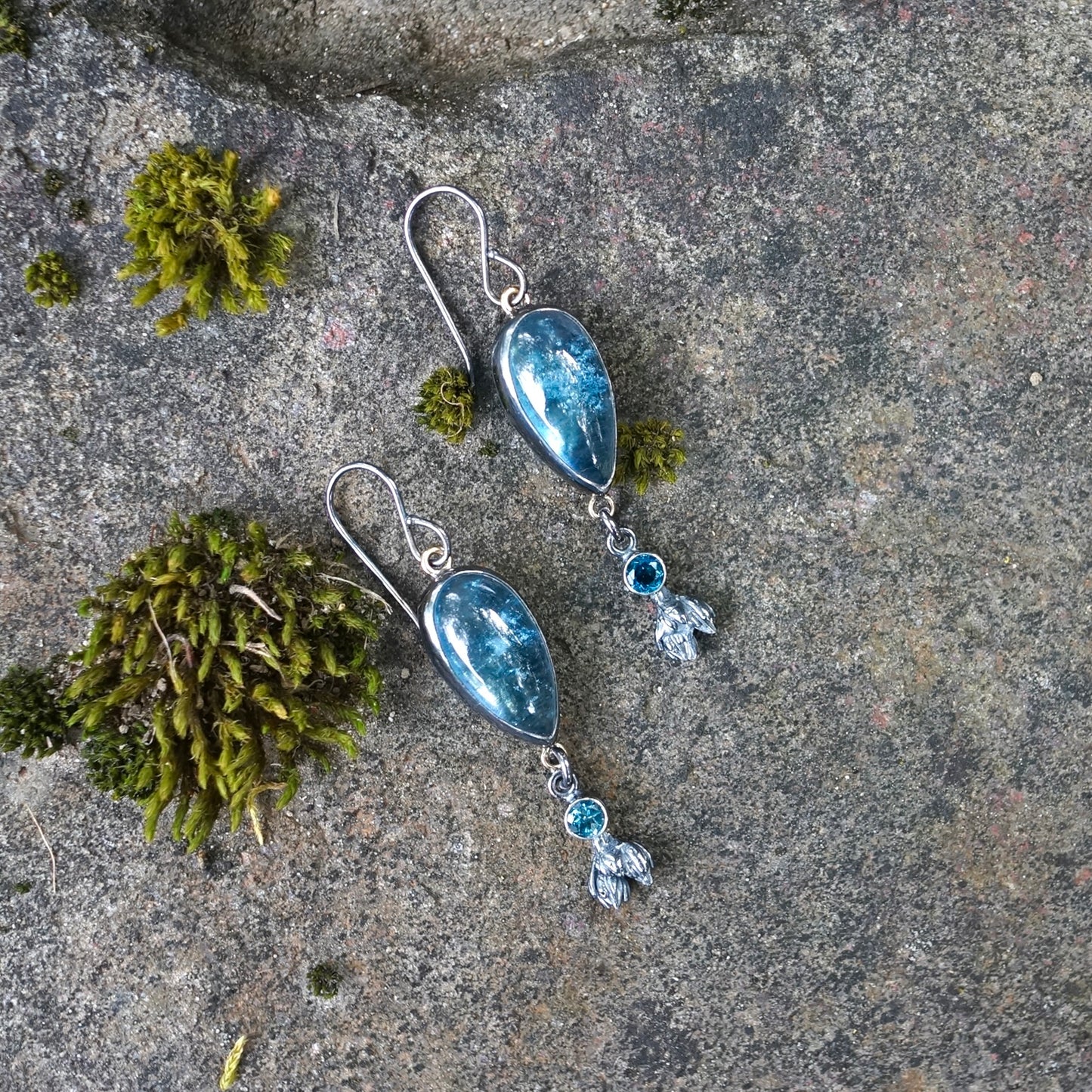 Aquamarine and London blue topaz earrings