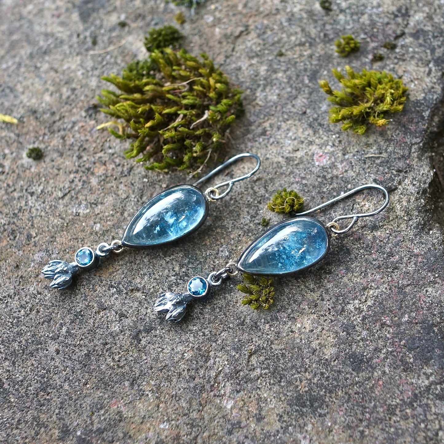 Aquamarine and London blue topaz earrings