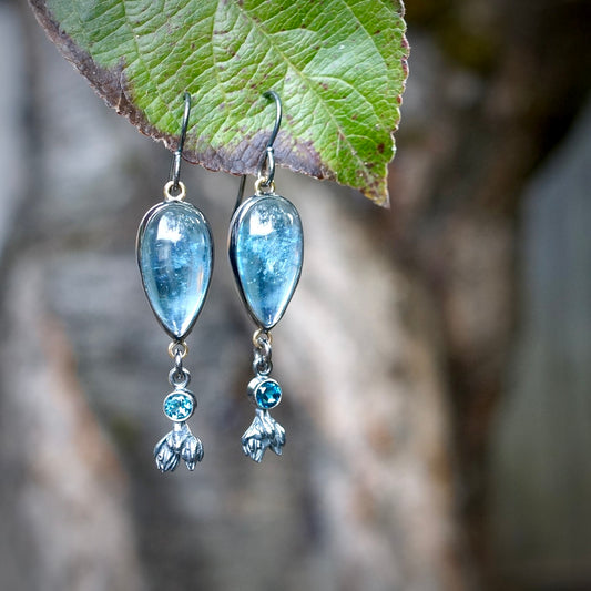 Aquamarine and London blue topaz earrings