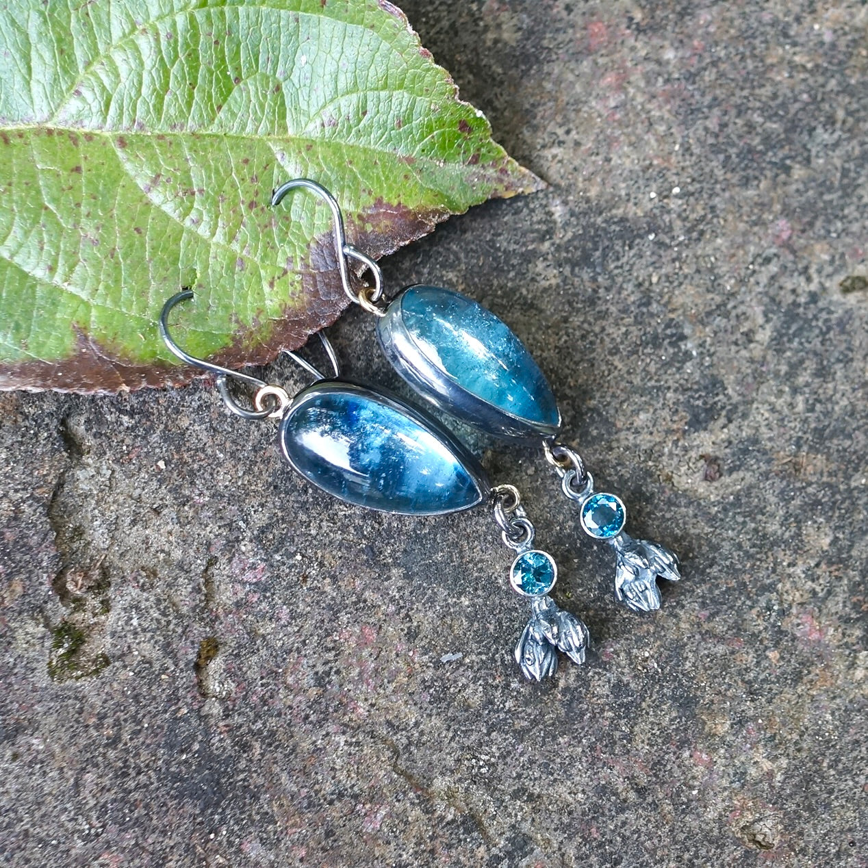 Aquamarine and London blue topaz earrings