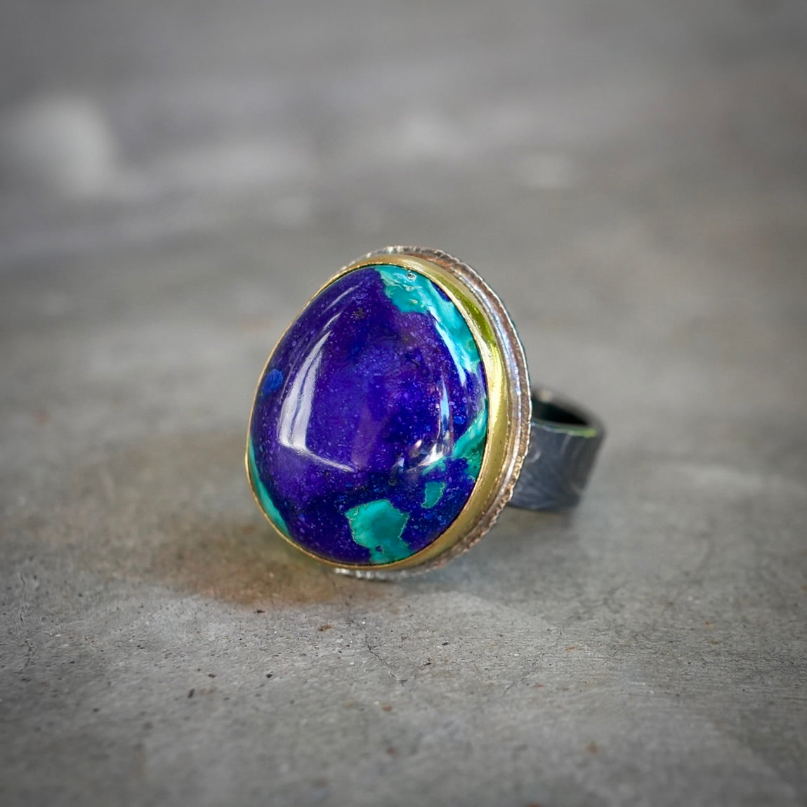 Azurite malachite ring