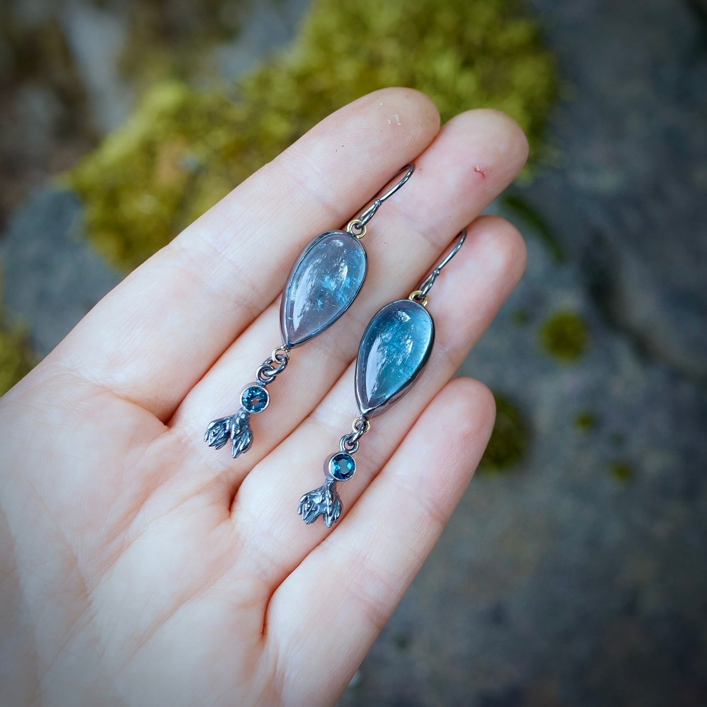 Aquamarine and London blue topaz earrings
