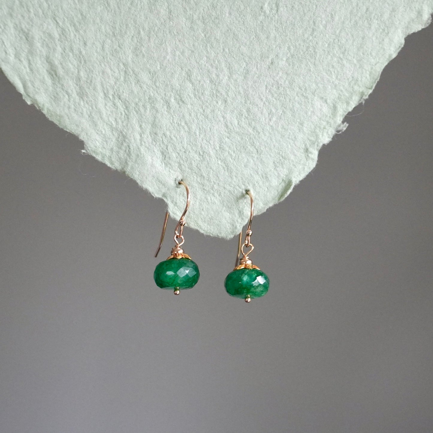 Solid gold emerald earrings