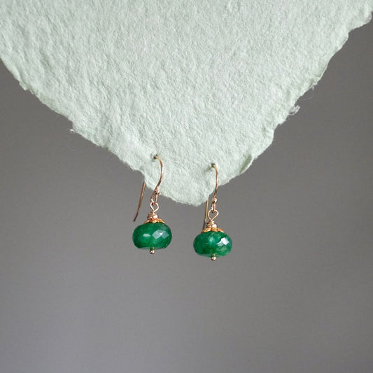 Solid gold emerald earrings
