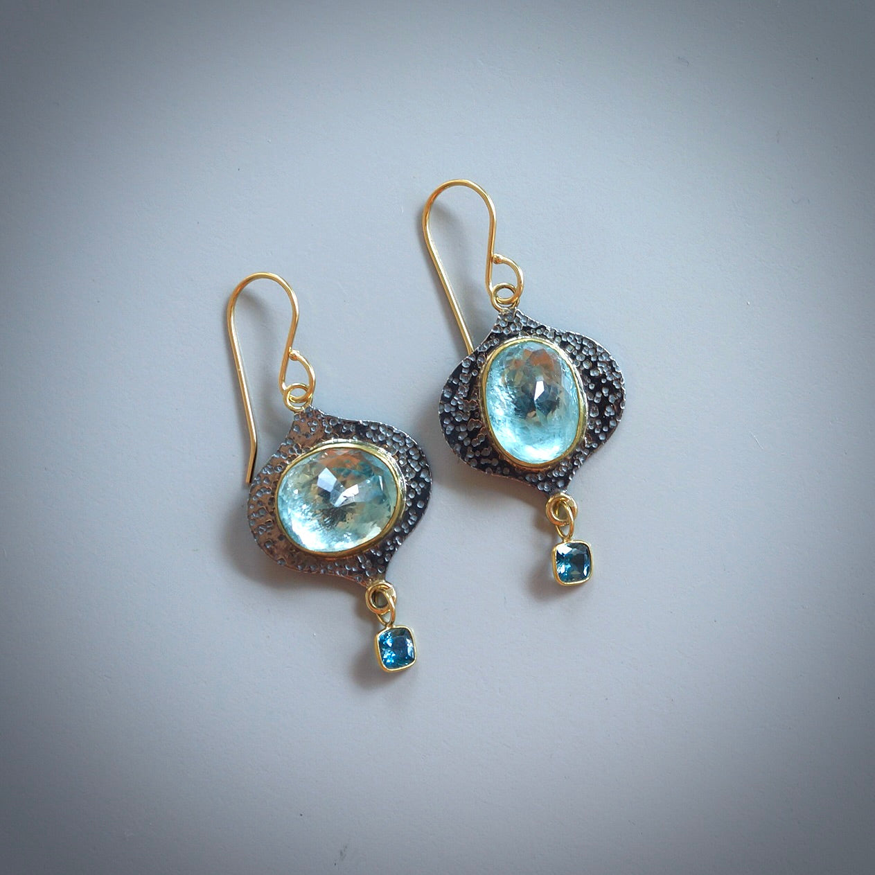 Aquamarine and London blue topaz earrings