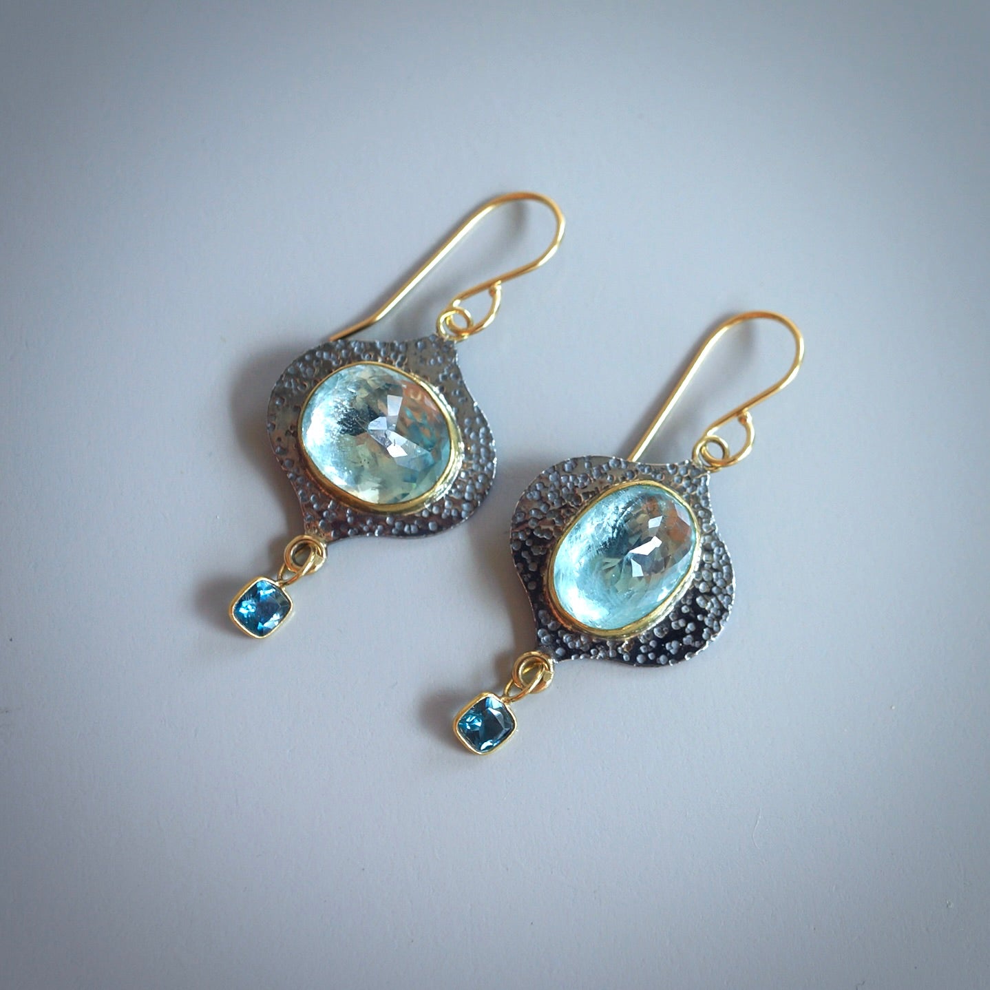 Aquamarine and London blue topaz earrings