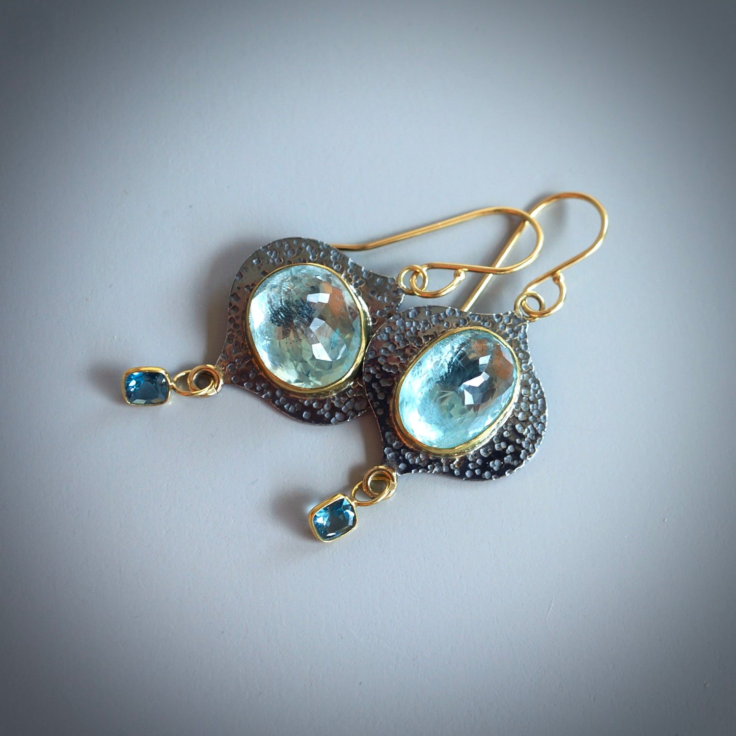 Aquamarine and London blue topaz earrings