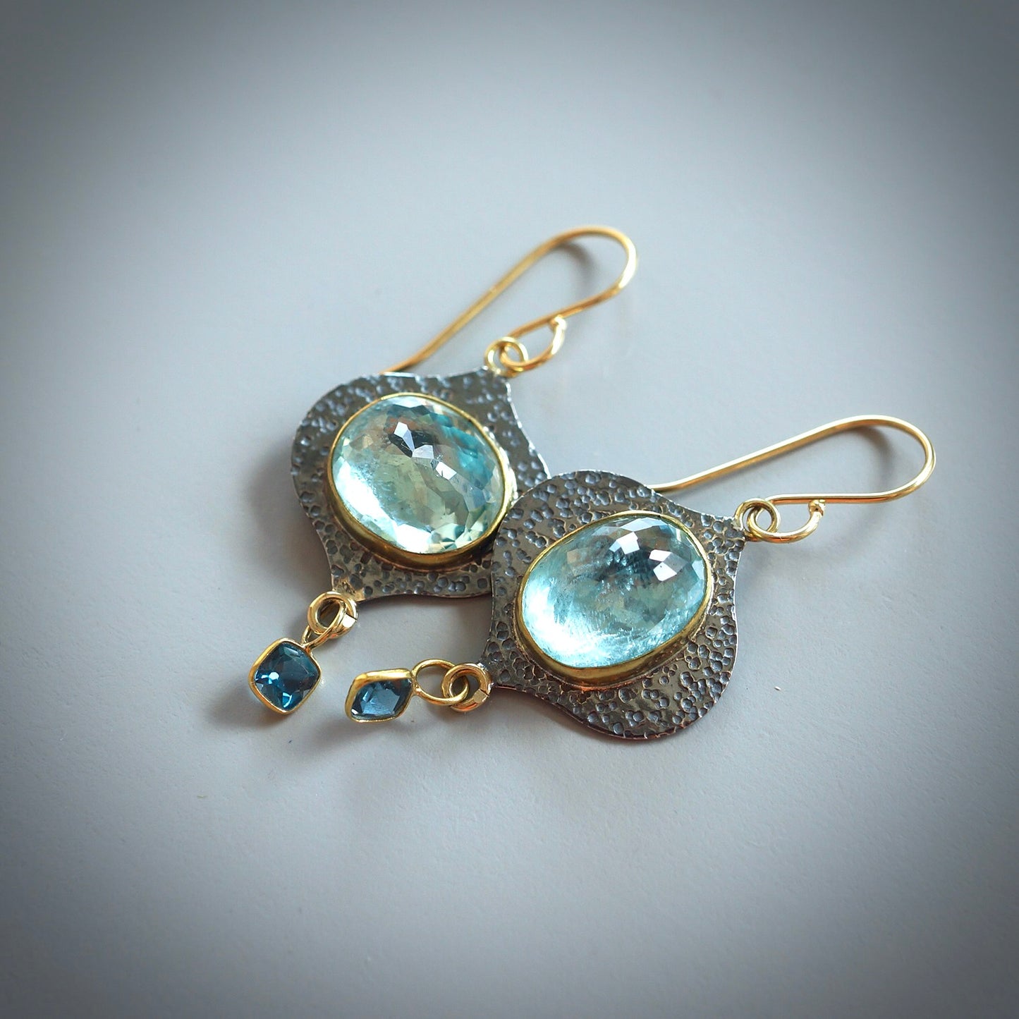 Aquamarine and London blue topaz earrings