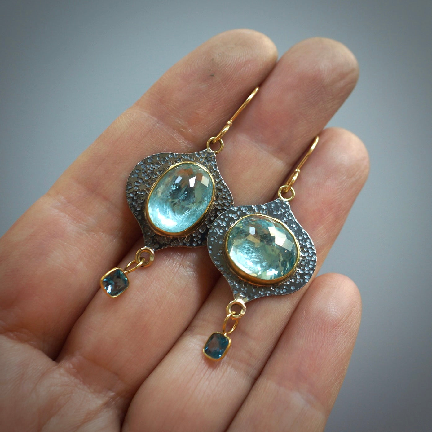 Aquamarine and London blue topaz earrings