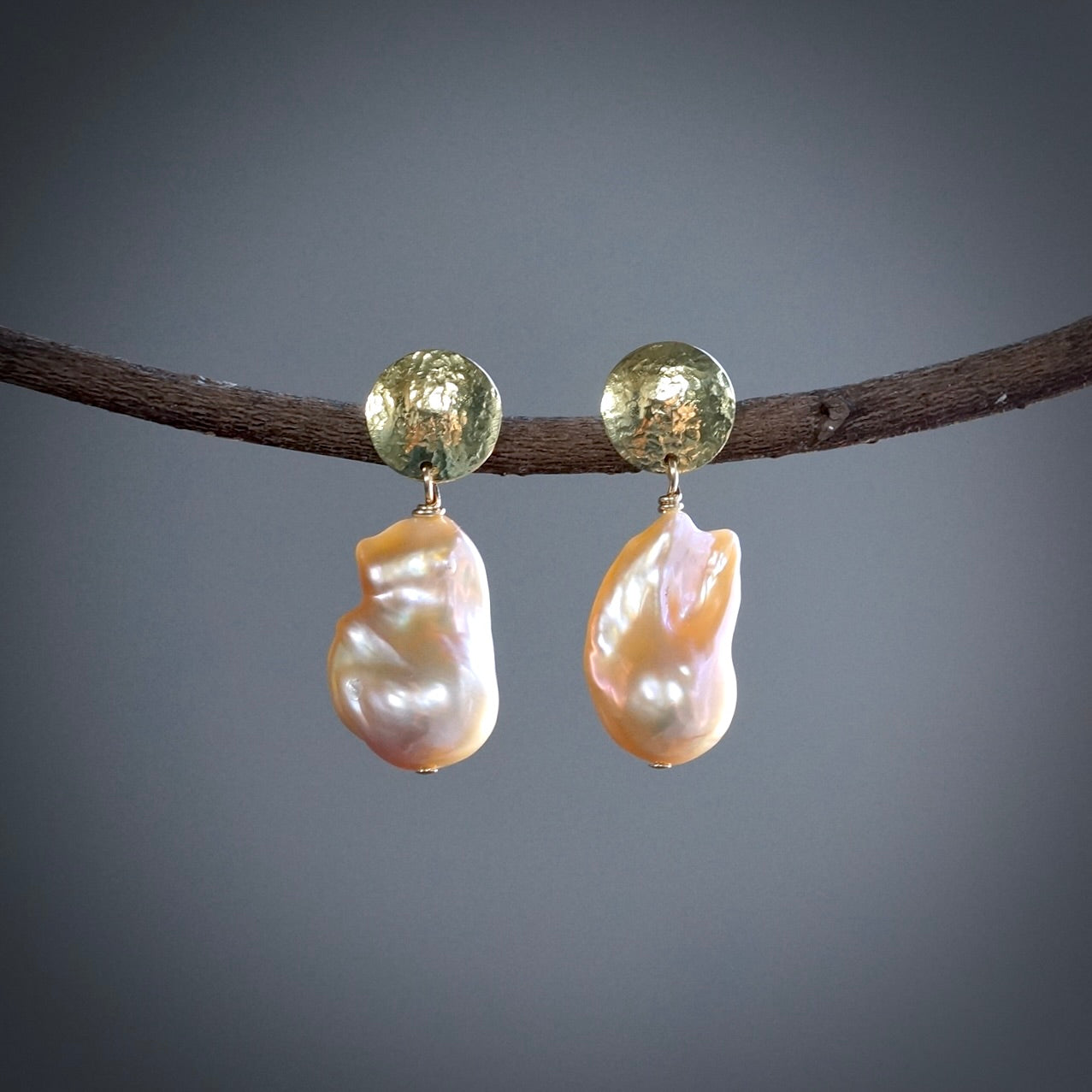 Blashed baroque pearl earrings