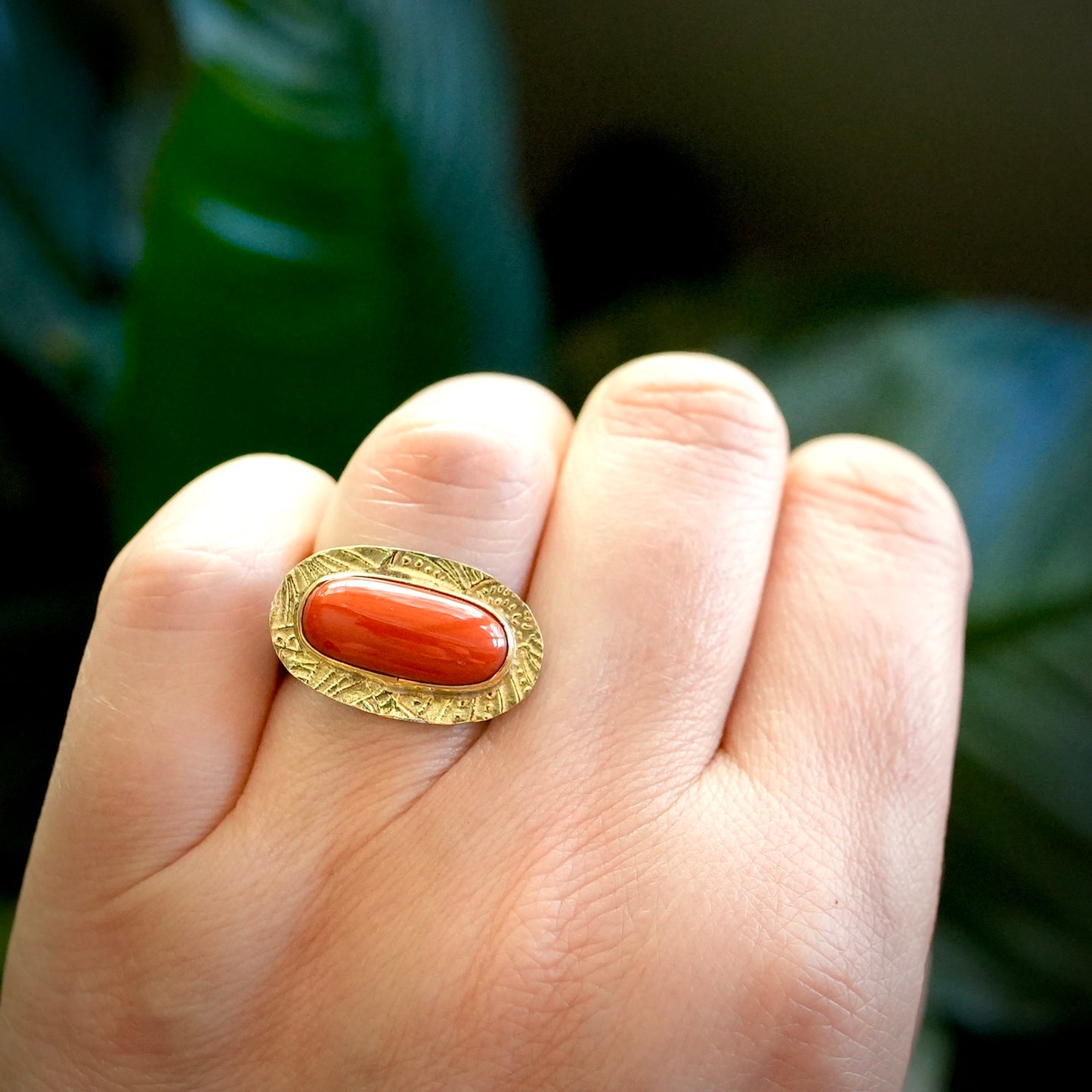 Mediterranean red coral ring