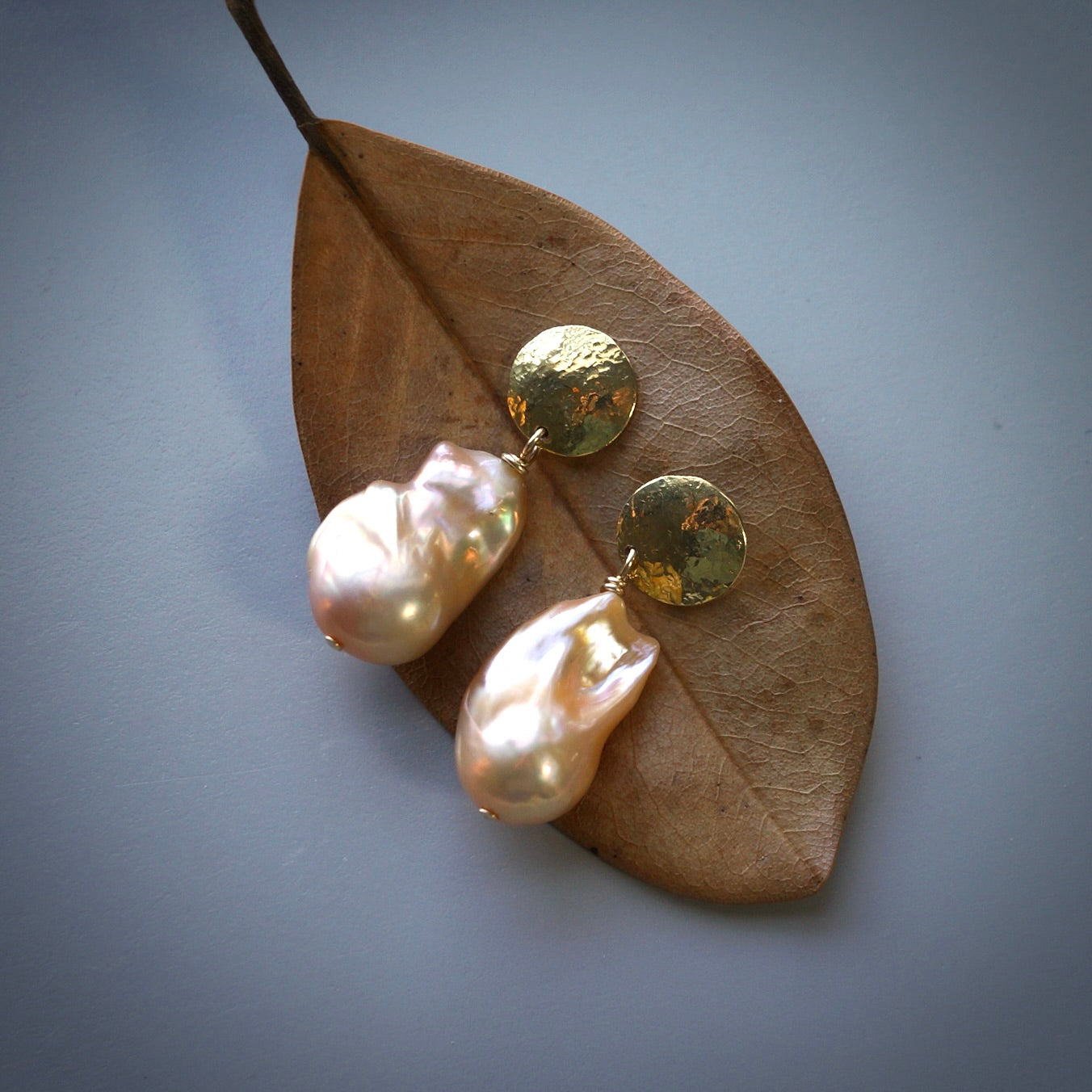 Blashed baroque pearl earrings