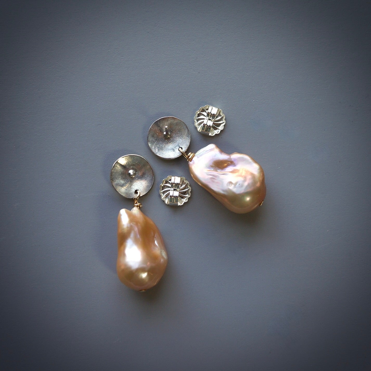 Blashed baroque pearl earrings