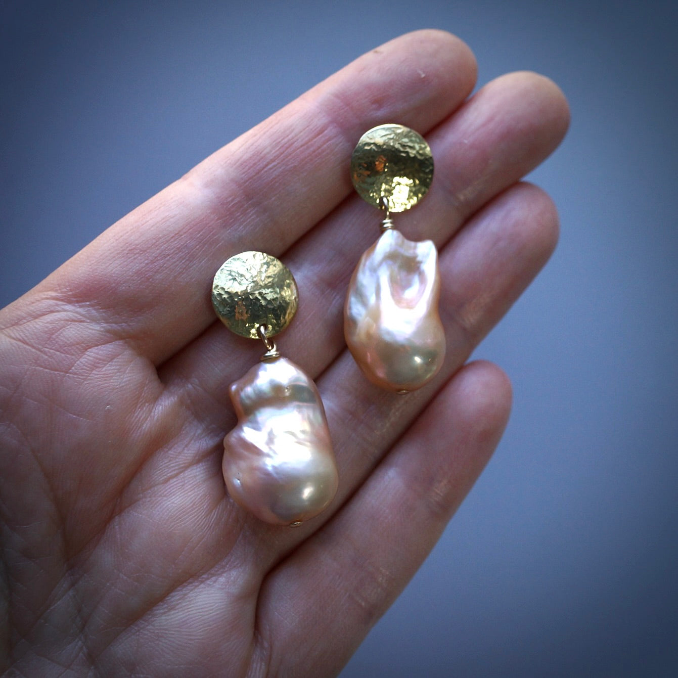 Blashed baroque pearl earrings