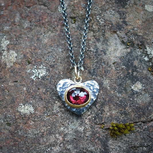 Rubellite tourmaline heart pendant