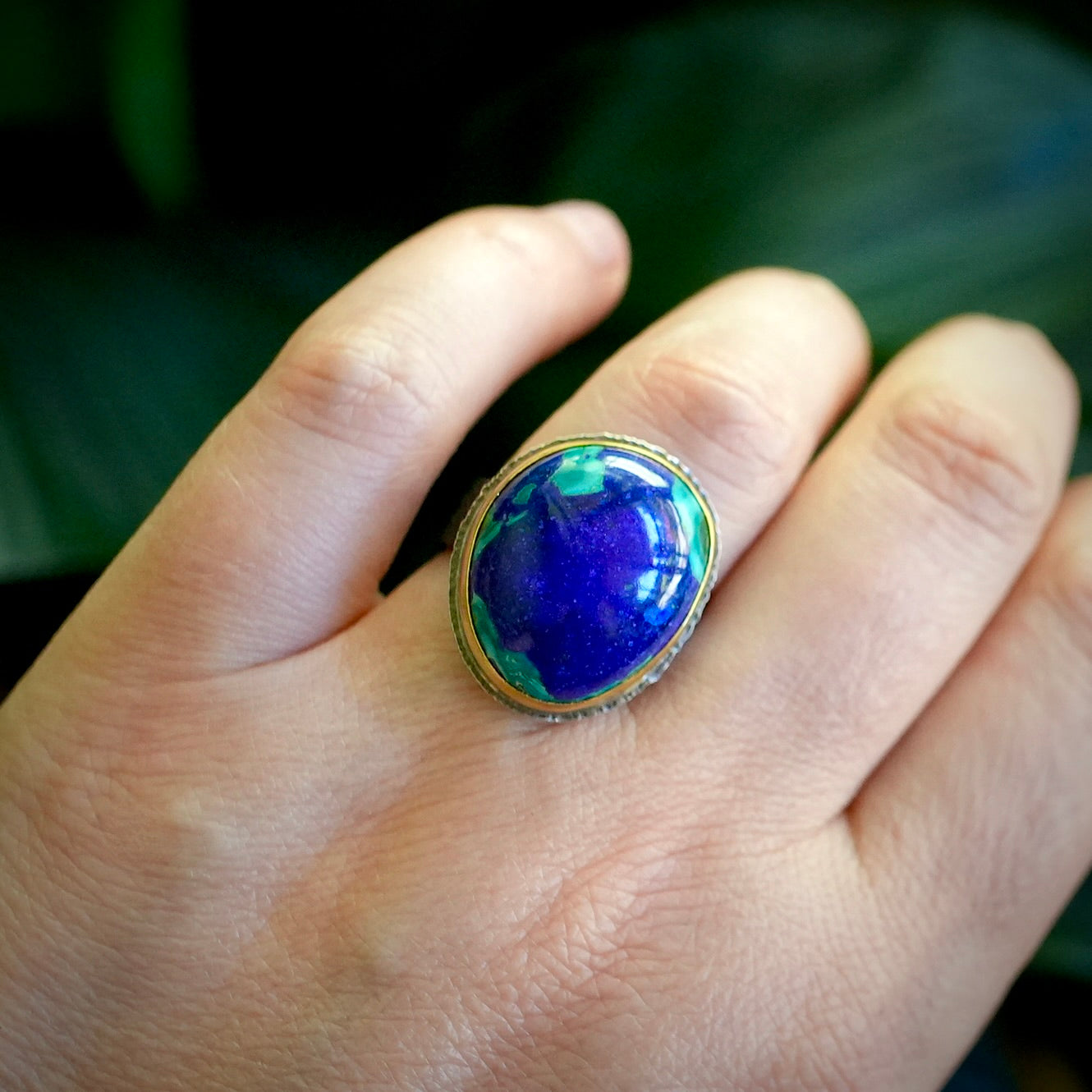 Azurite malachite ring