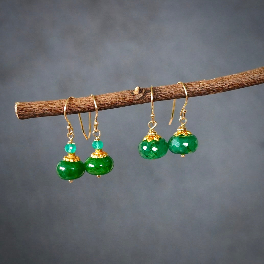 Solid gold emerald earrings