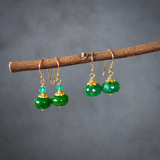 Solid gold emerald earrings