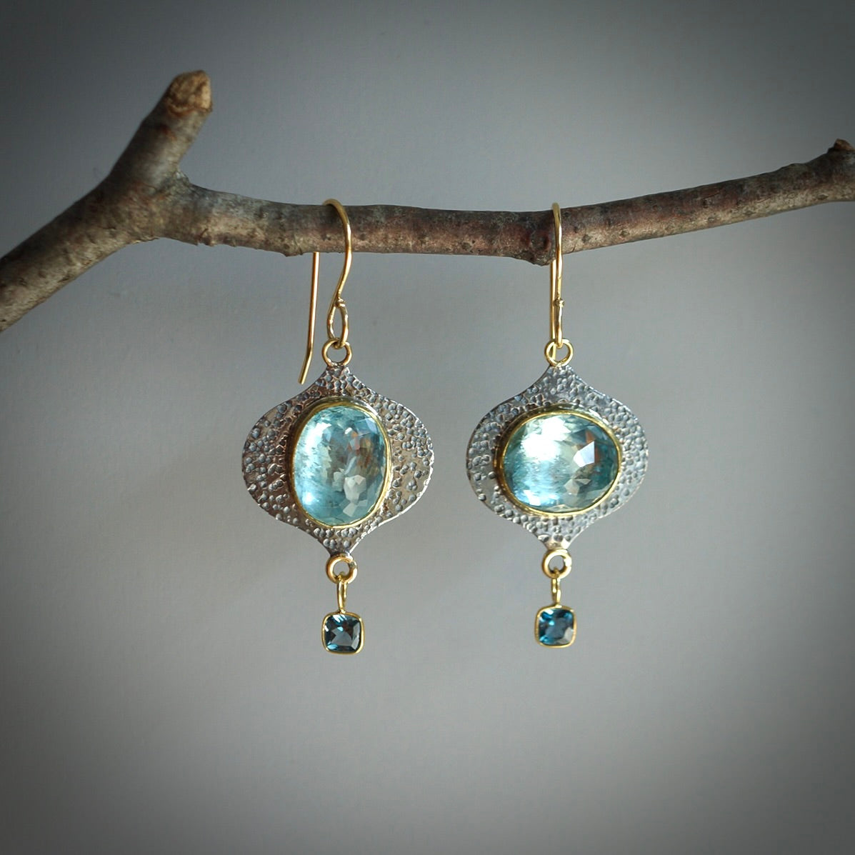 Aquamarine and London blue topaz earrings