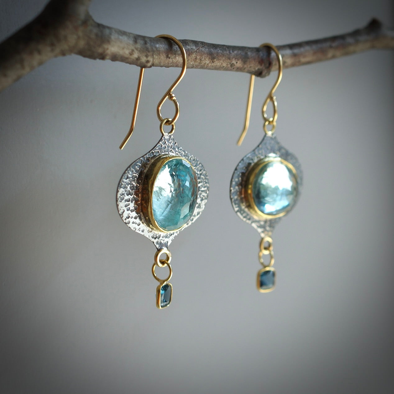 Aquamarine and London blue topaz earrings