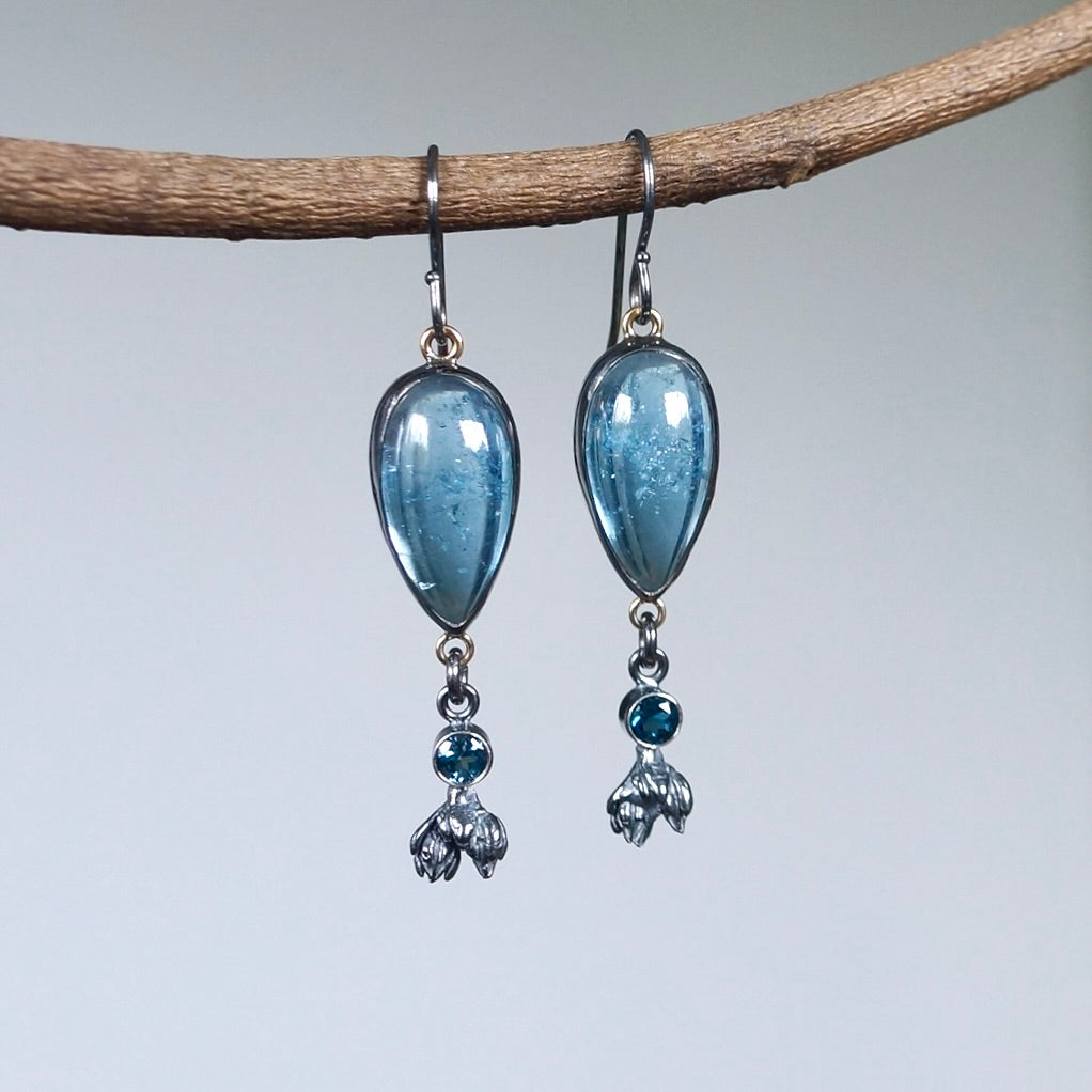 Aquamarine and London blue topaz earrings