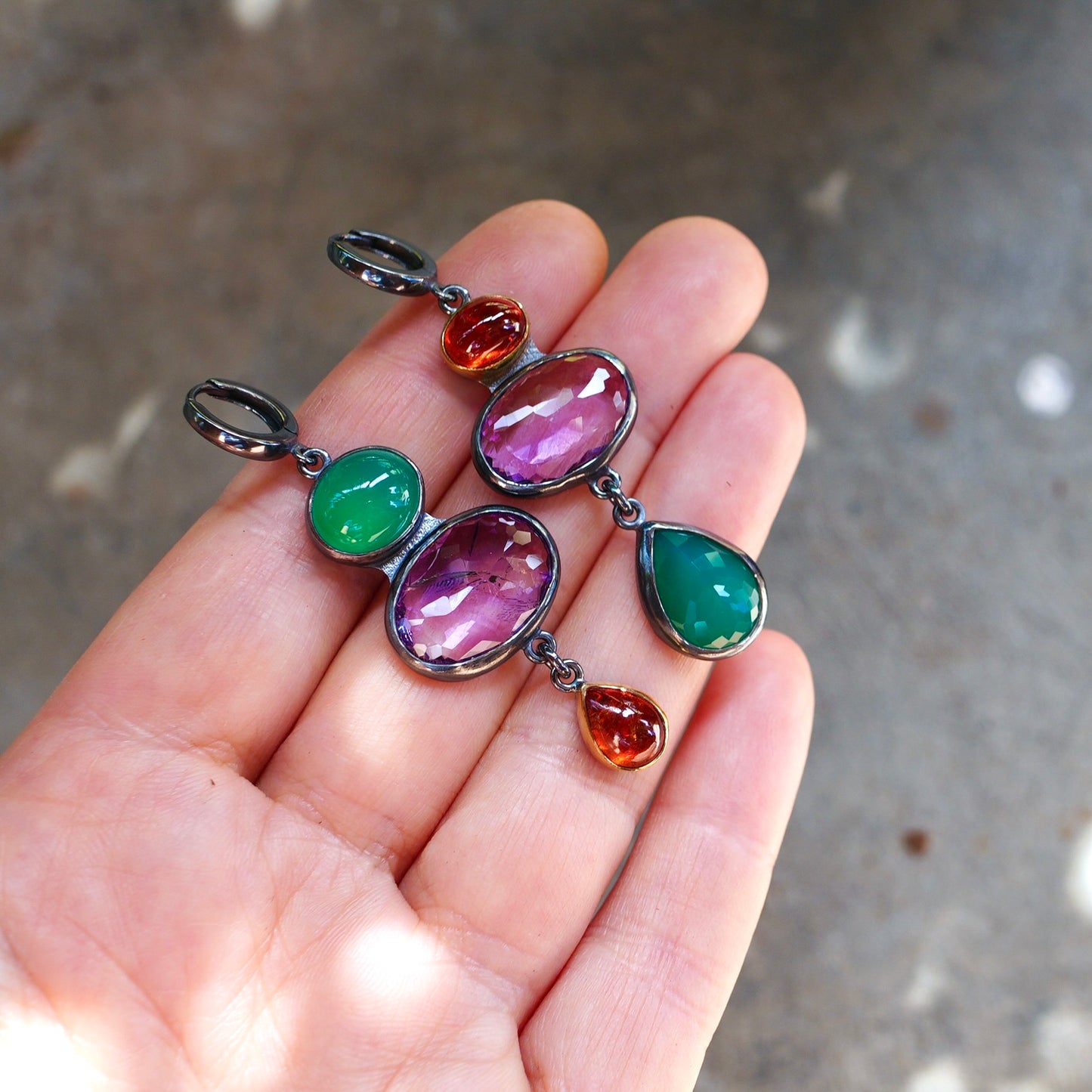 Multi gemstone earrings