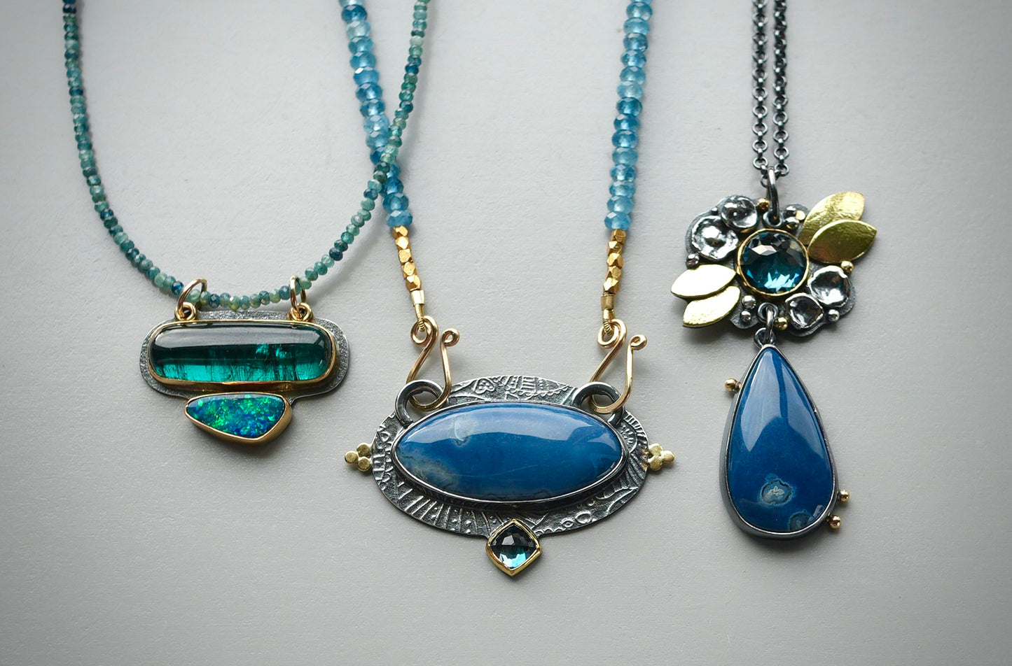 Blue opal and London blue topaz centerpiece