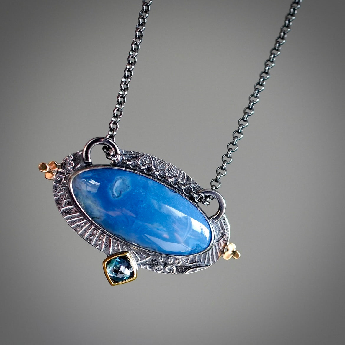 Blue opal and London blue topaz centerpiece