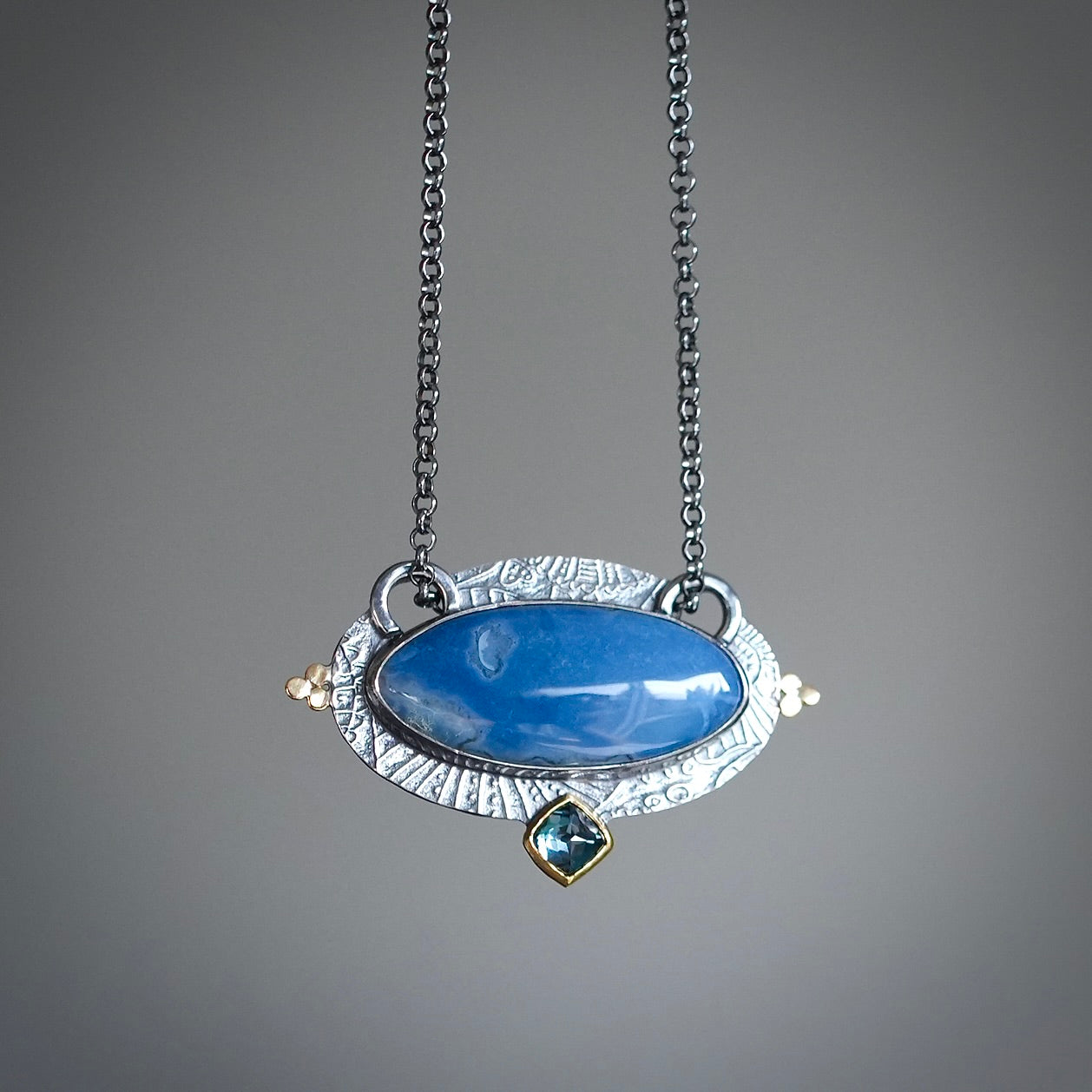 Blue opal and London blue topaz centerpiece