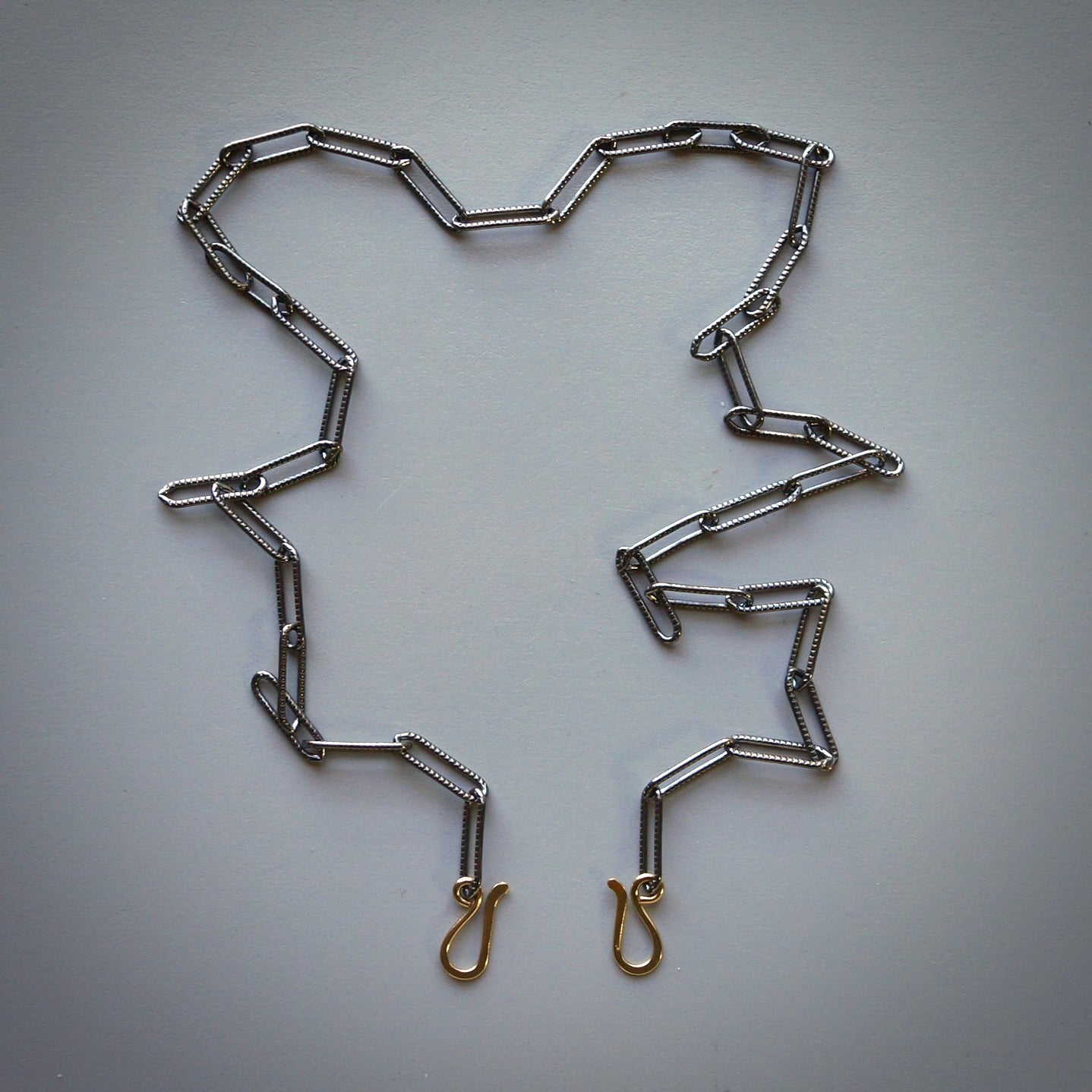 14K gold hook clasp and oxidized silver chain - MADE TO ORDER