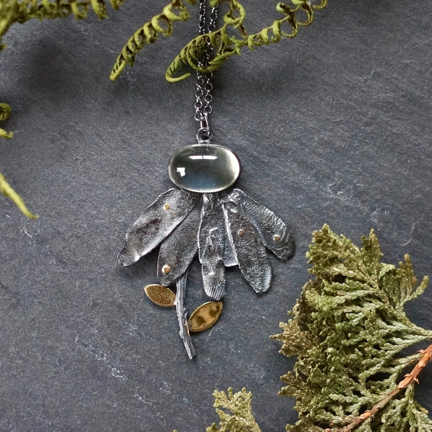 Malawi moonstone flower pendant