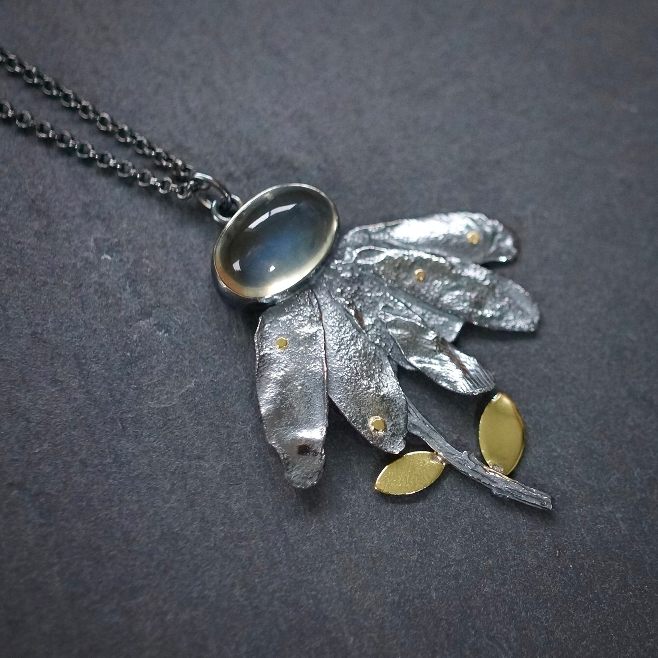 Malawi moonstone flower pendant