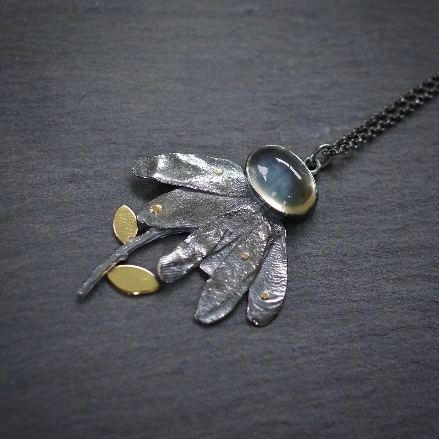 Malawi moonstone flower pendant