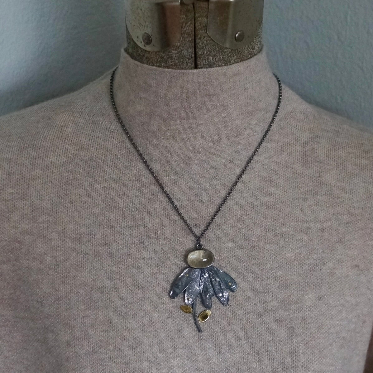 Malawi moonstone flower pendant